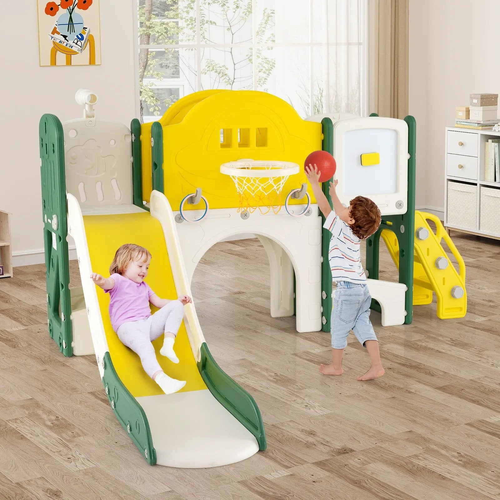 10 in 1 Toddler Slide Set Kids Slide and Climber Playset Indoor Playground by DirectDeals