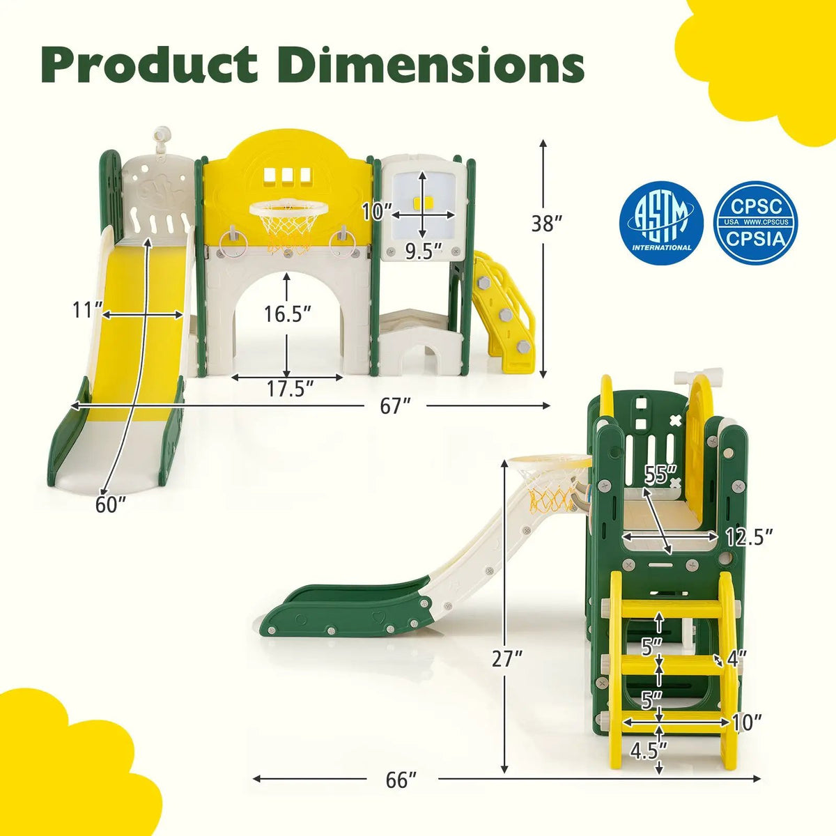 10 in 1 Toddler Slide Set Kids Slide and Climber Playset Indoor Playground, photo 8 of 17