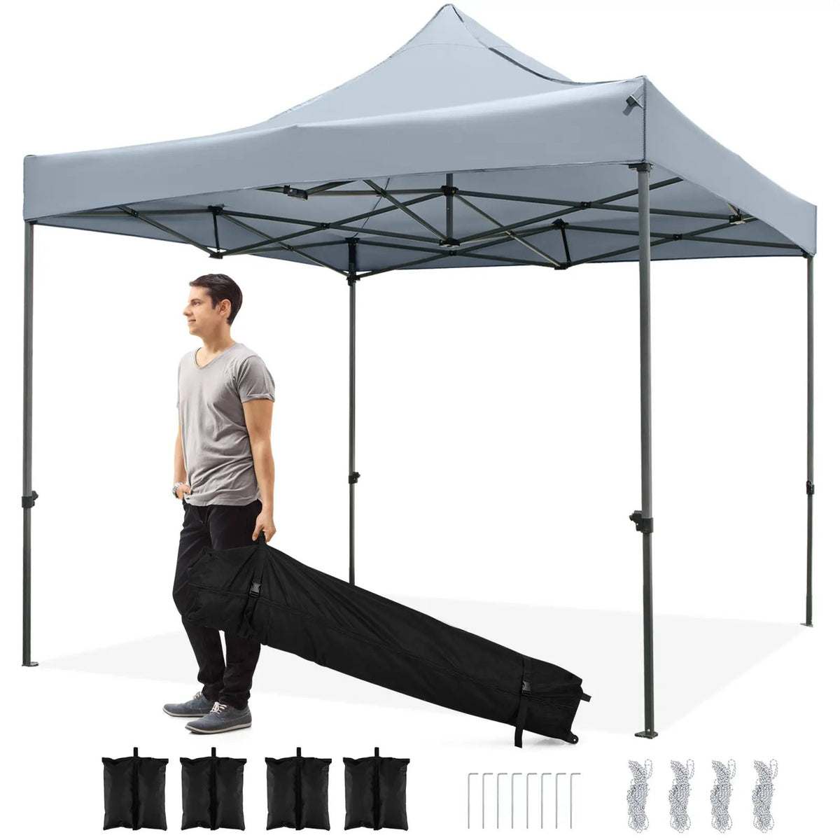 10 x 10 FT Outdoor Pop up Canopy Tent Easy Setup Gazebo Shelter with Wheeled Bag, photo 11 of 24