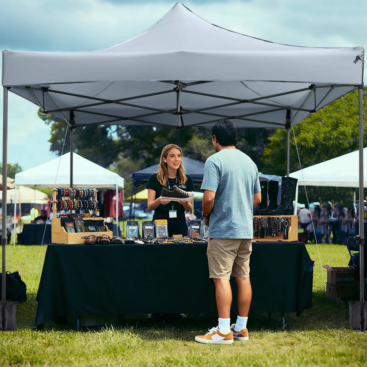 10 x 10 FT Outdoor Pop up Canopy Tent Easy Setup Gazebo Shelter with Wheeled Bag, photo 5 of 24
