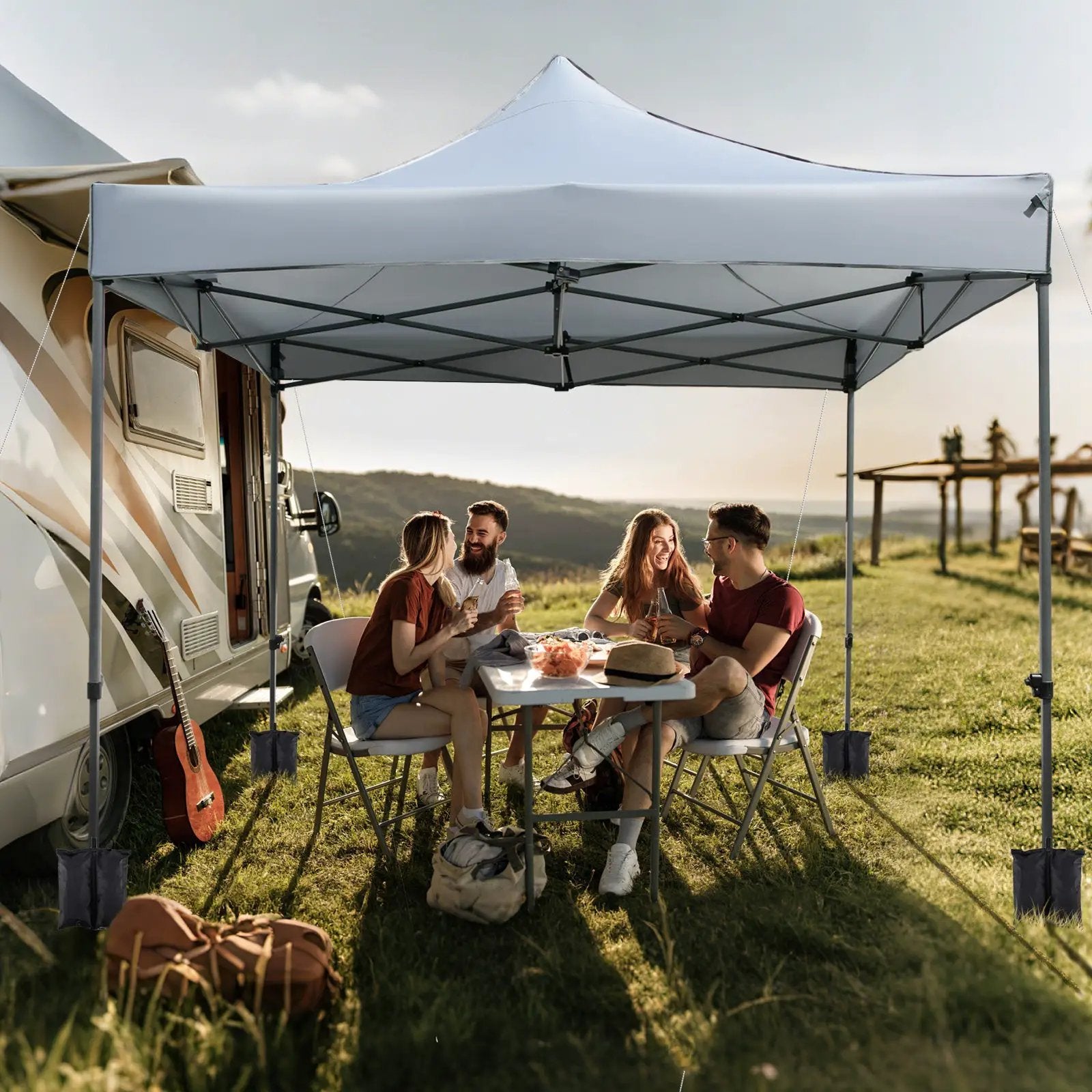 10 x 10 FT Outdoor Pop up Canopy Tent Easy Setup Gazebo Shelter with Wheeled Bag by DirectDeals