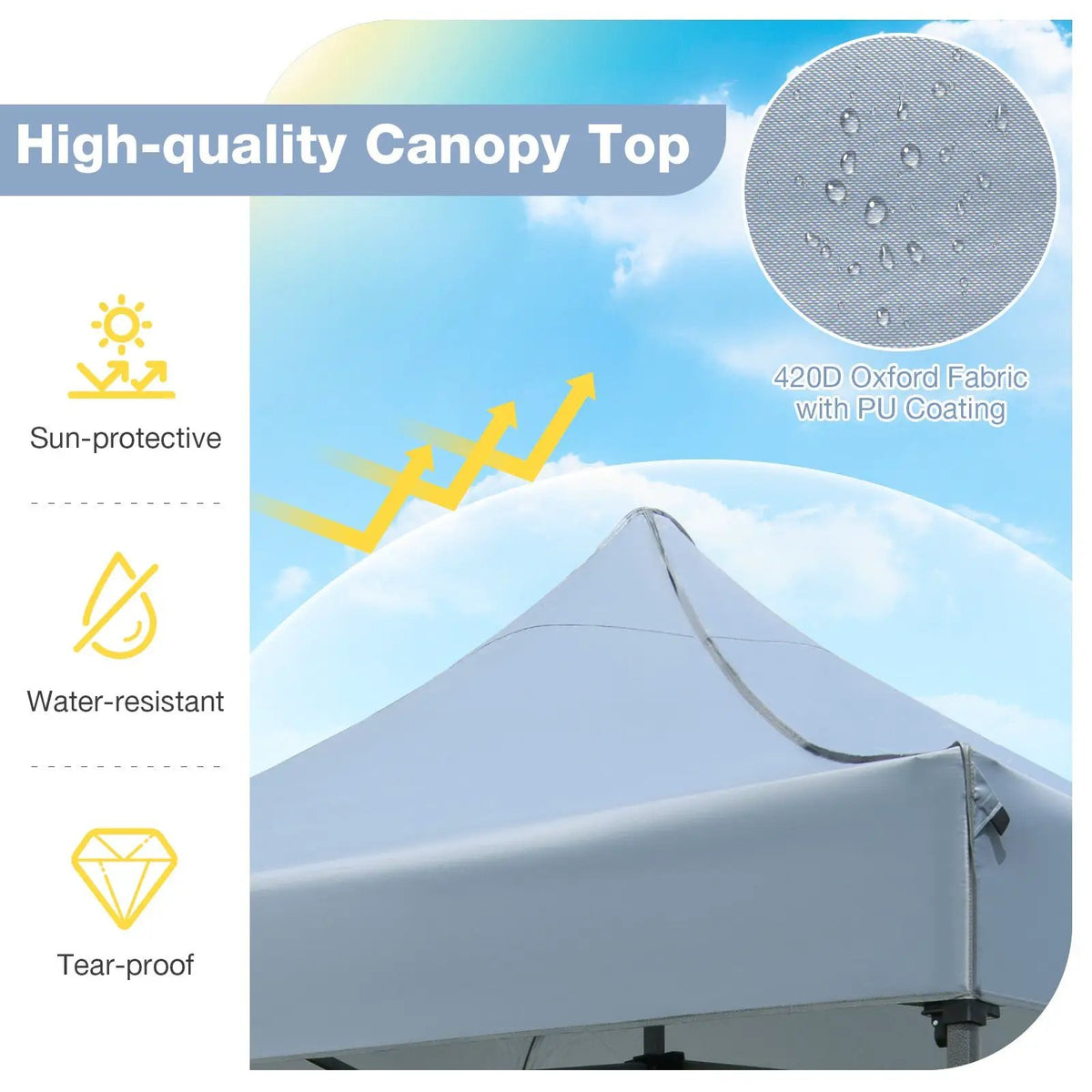 10 x 10 FT Outdoor Pop up Canopy Tent Easy Setup Gazebo Shelter with Wheeled Bag, photo 21 of 24
