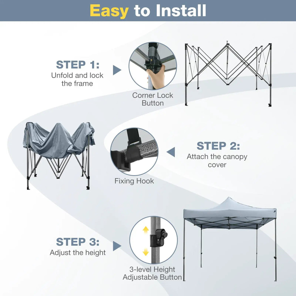 10 x 10 FT Outdoor Pop up Canopy Tent Easy Setup Gazebo Shelter with Wheeled Bag, photo 24 of 24