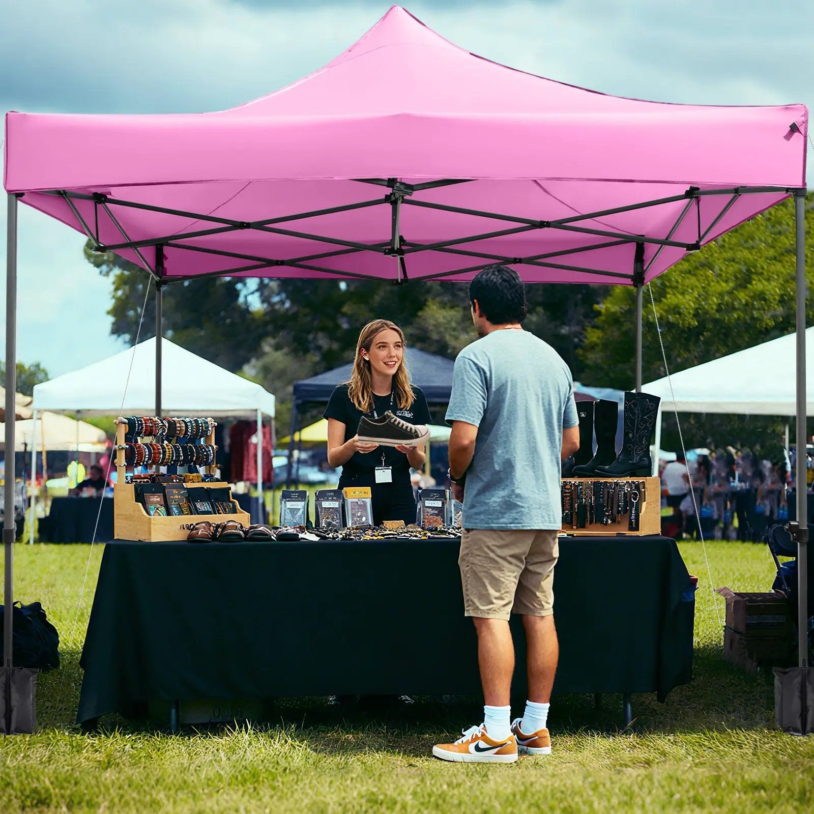 10 x 10 FT Outdoor Pop up Canopy Tent Easy Setup Gazebo Shelter with Wheeled Bag by DirectDeals