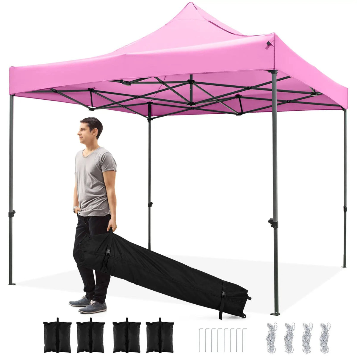 10 x 10 FT Outdoor Pop up Canopy Tent Easy Setup Gazebo Shelter with Wheeled Bag, photo 7 of 24