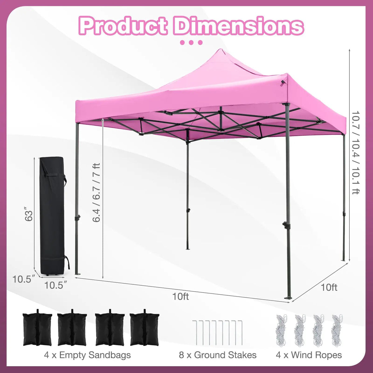 10 x 10 FT Outdoor Pop up Canopy Tent Easy Setup Gazebo Shelter with Wheeled Bag, photo 15 of 24