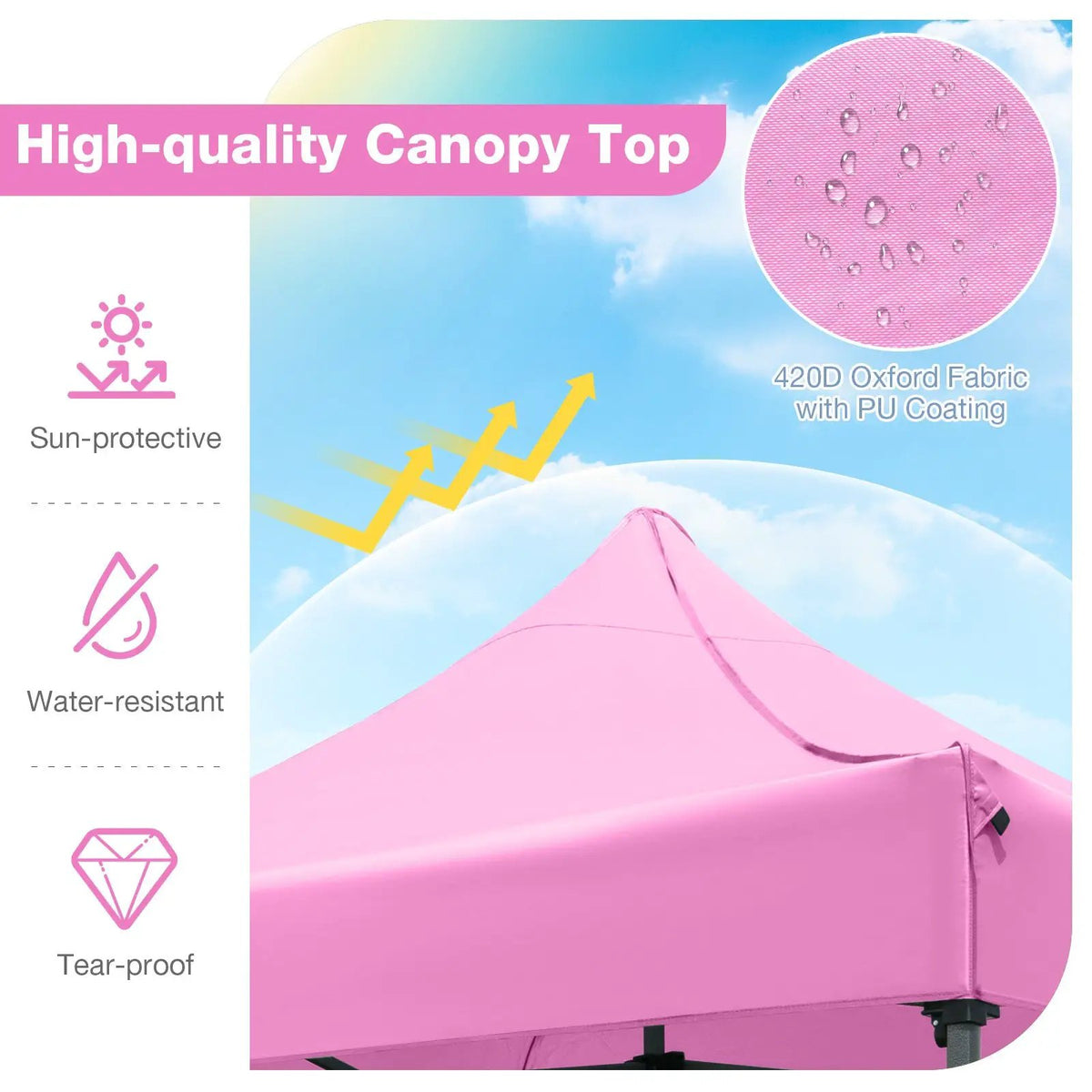 10 x 10 FT Outdoor Pop up Canopy Tent Easy Setup Gazebo Shelter with Wheeled Bag, photo 20 of 24