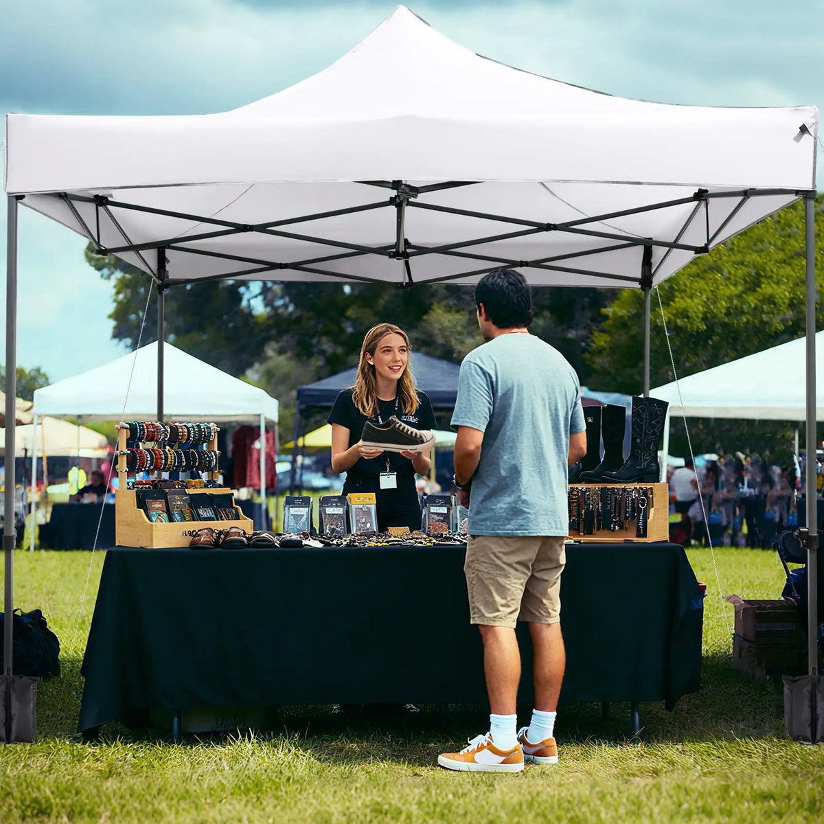 10 x 10 FT Outdoor Pop up Canopy Tent Easy Setup Gazebo Shelter with Wheeled Bag, photo 2 of 24