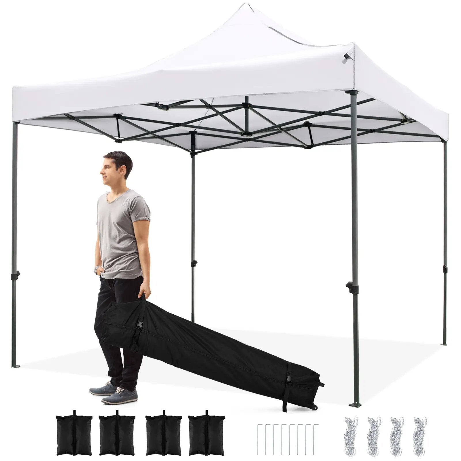 10 x 10 FT Outdoor Pop up Canopy Tent Easy Setup Gazebo Shelter with Wheeled Bag by DirectDeals