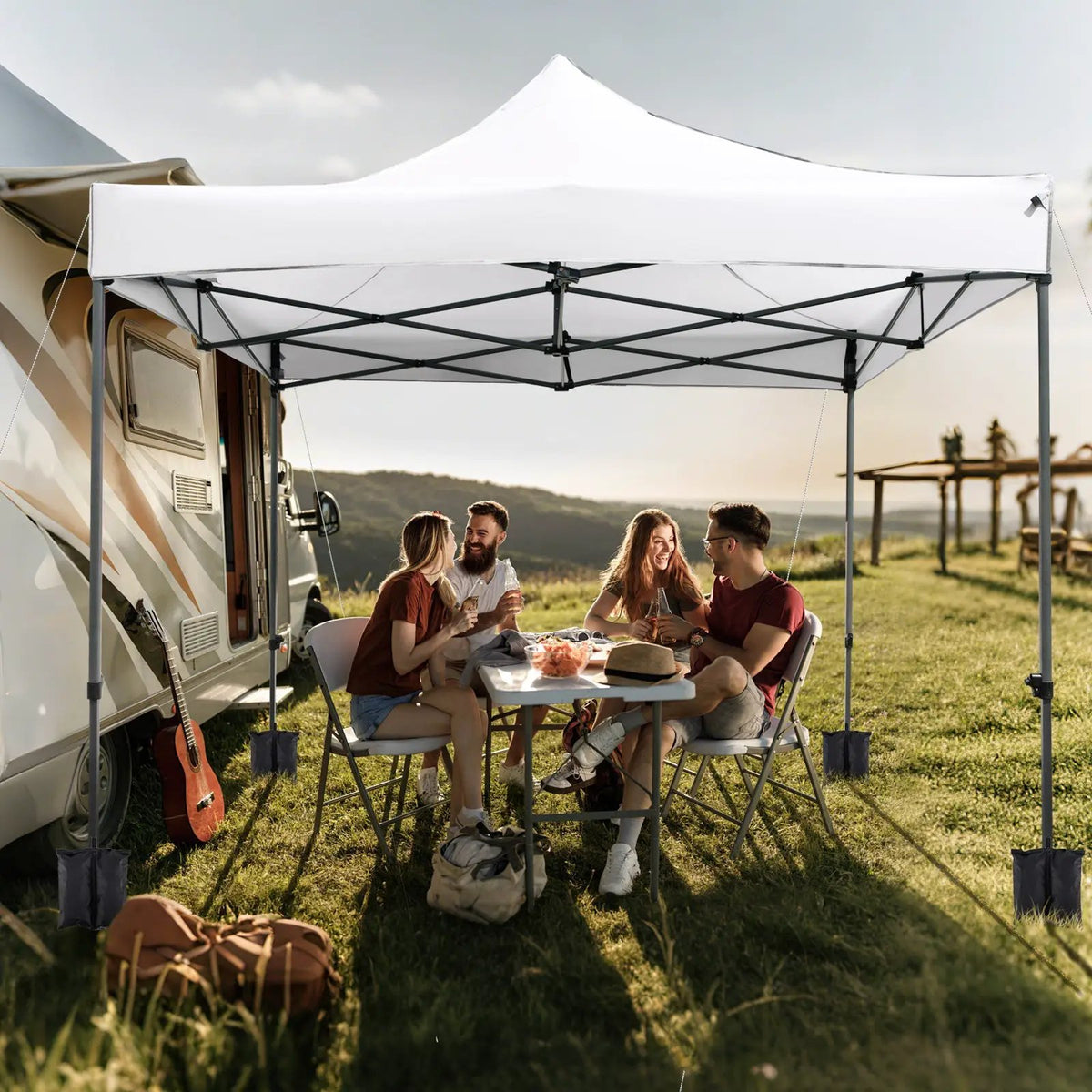 10 x 10 FT Outdoor Pop up Canopy Tent Easy Setup Gazebo Shelter with Wheeled Bag, photo 16 of 24