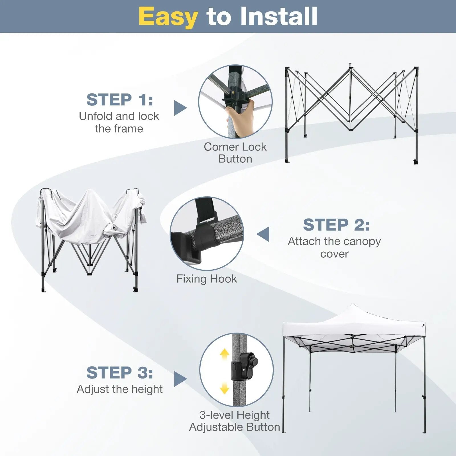 10 x 10 FT Outdoor Pop up Canopy Tent Easy Setup Gazebo Shelter with Wheeled Bag by DirectDeals