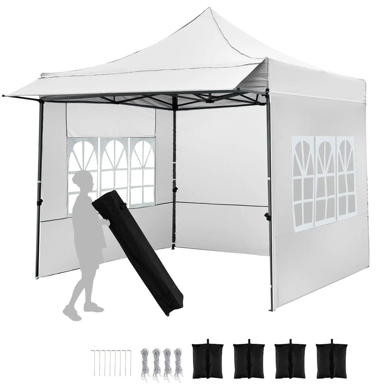 10 x 10 FT Pop up Canopy Tent with Sidewalls and Awning for Party Picnic Event by DirectDeals