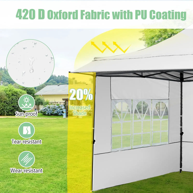 10 x 10 FT Pop up Canopy Tent with Sidewalls and Awning for Party Picnic Event by DirectDeals