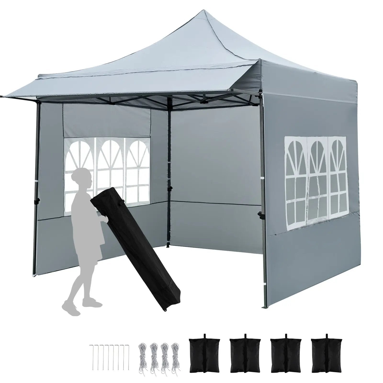 10 x 10 FT Pop up Canopy Tent with Sidewalls and Awning for Party Picnic Event by DirectDeals