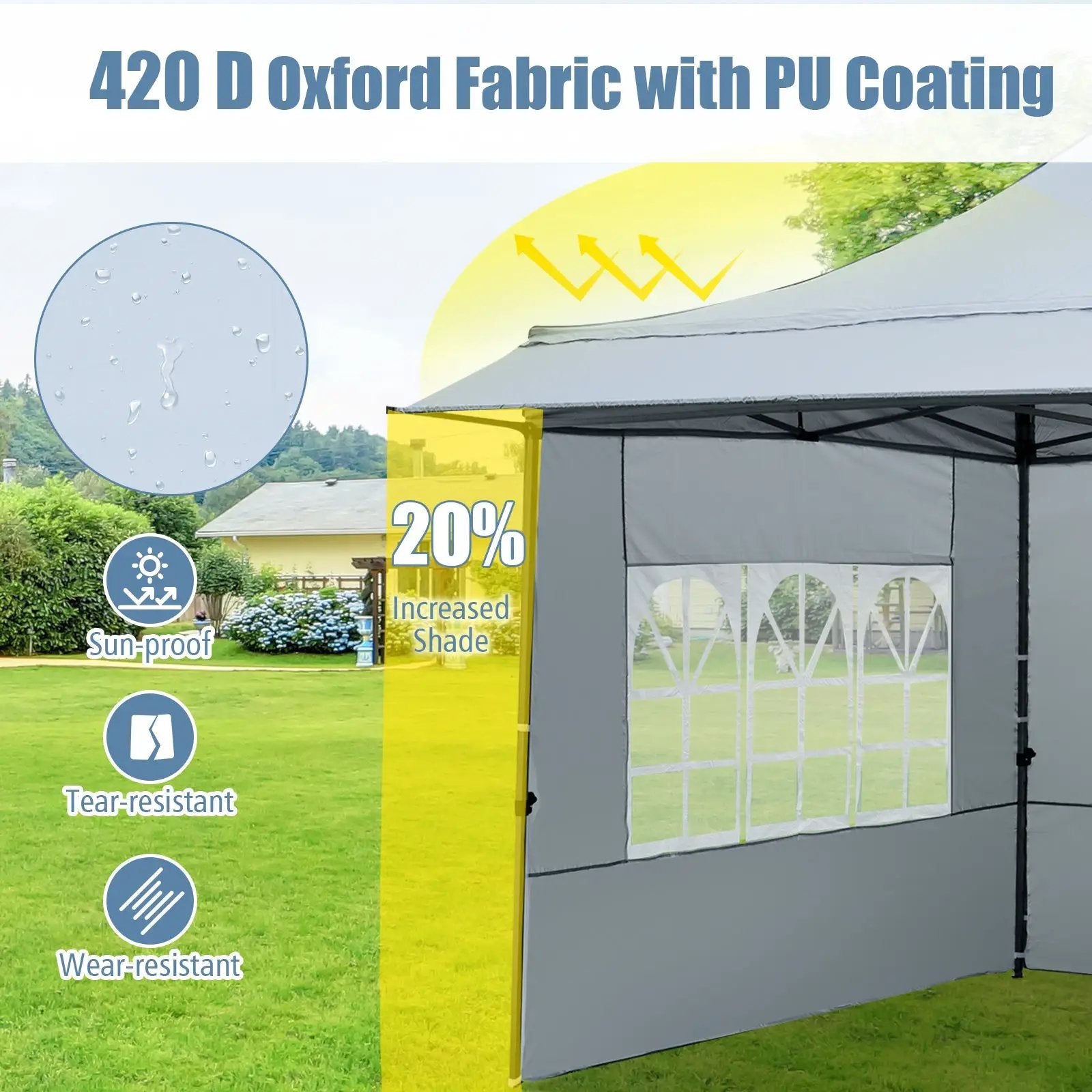 10 x 10 FT Pop up Canopy Tent with Sidewalls and Awning for Party Picnic Event by DirectDeals
