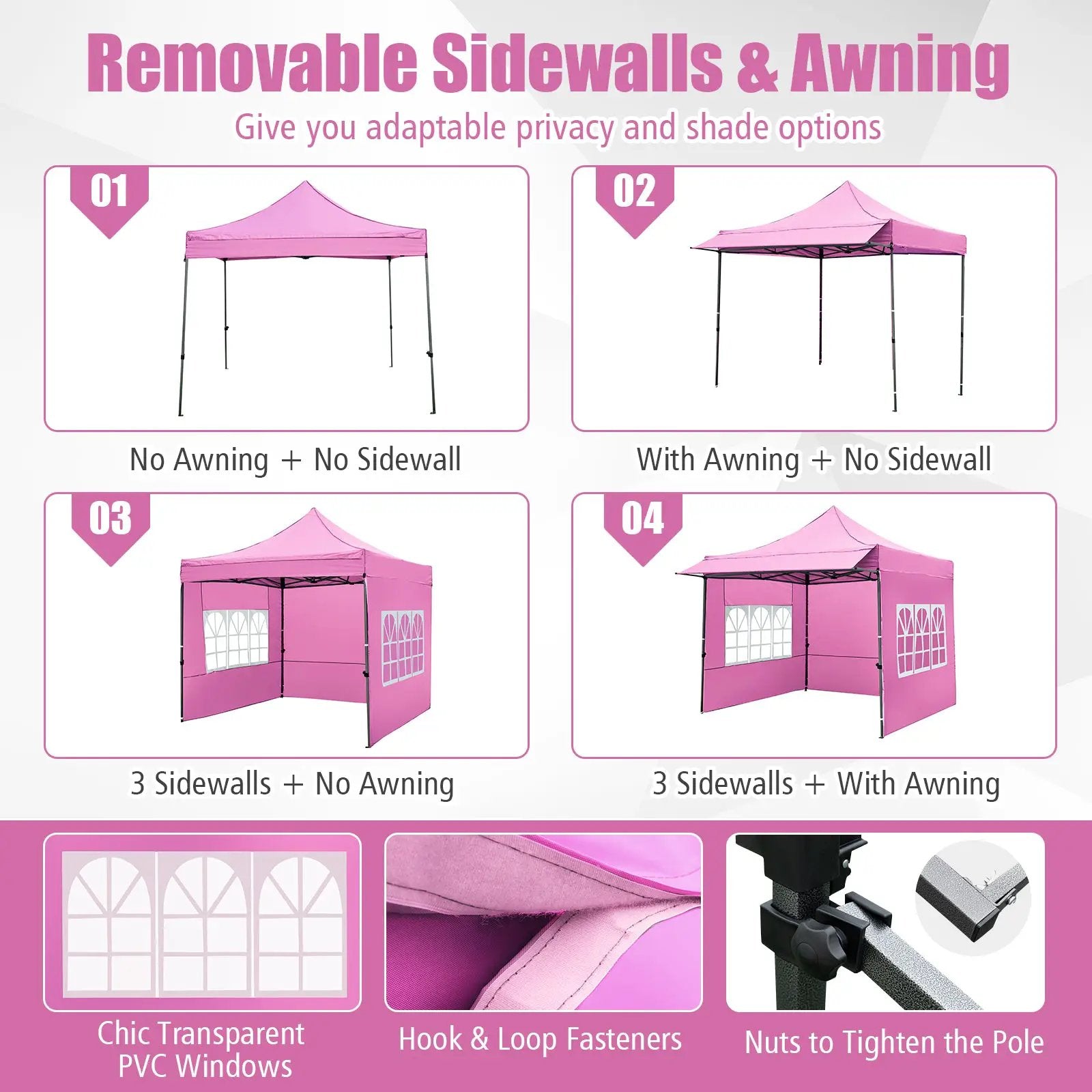 10 x 10 FT Pop up Canopy Tent with Sidewalls and Awning for Party Picnic Event by DirectDeals