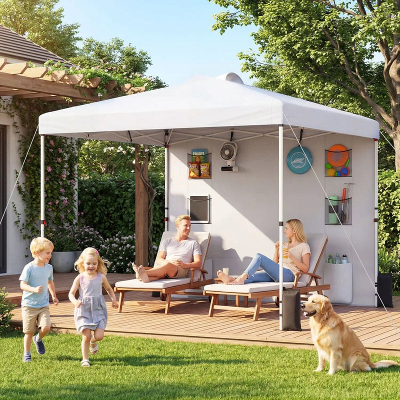 10 x 10 FT Pop up Canopy Tent with Sidewall 6 Pockets Instant Setup Commercial Gazebo by DirectDeals