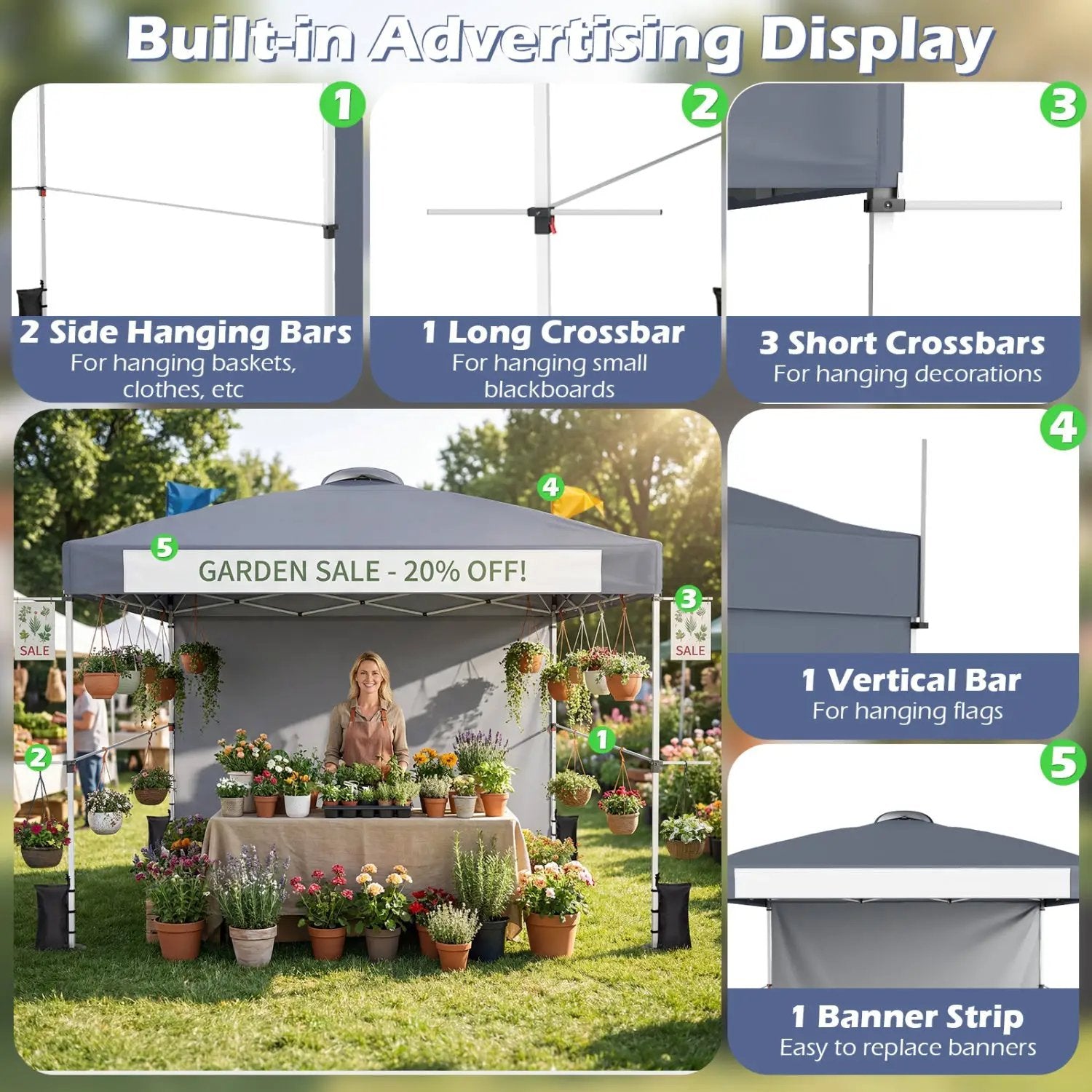 10x10 Pop-Up Canopy Tent with Roller Bag and Adjustable Height by DirectDeals