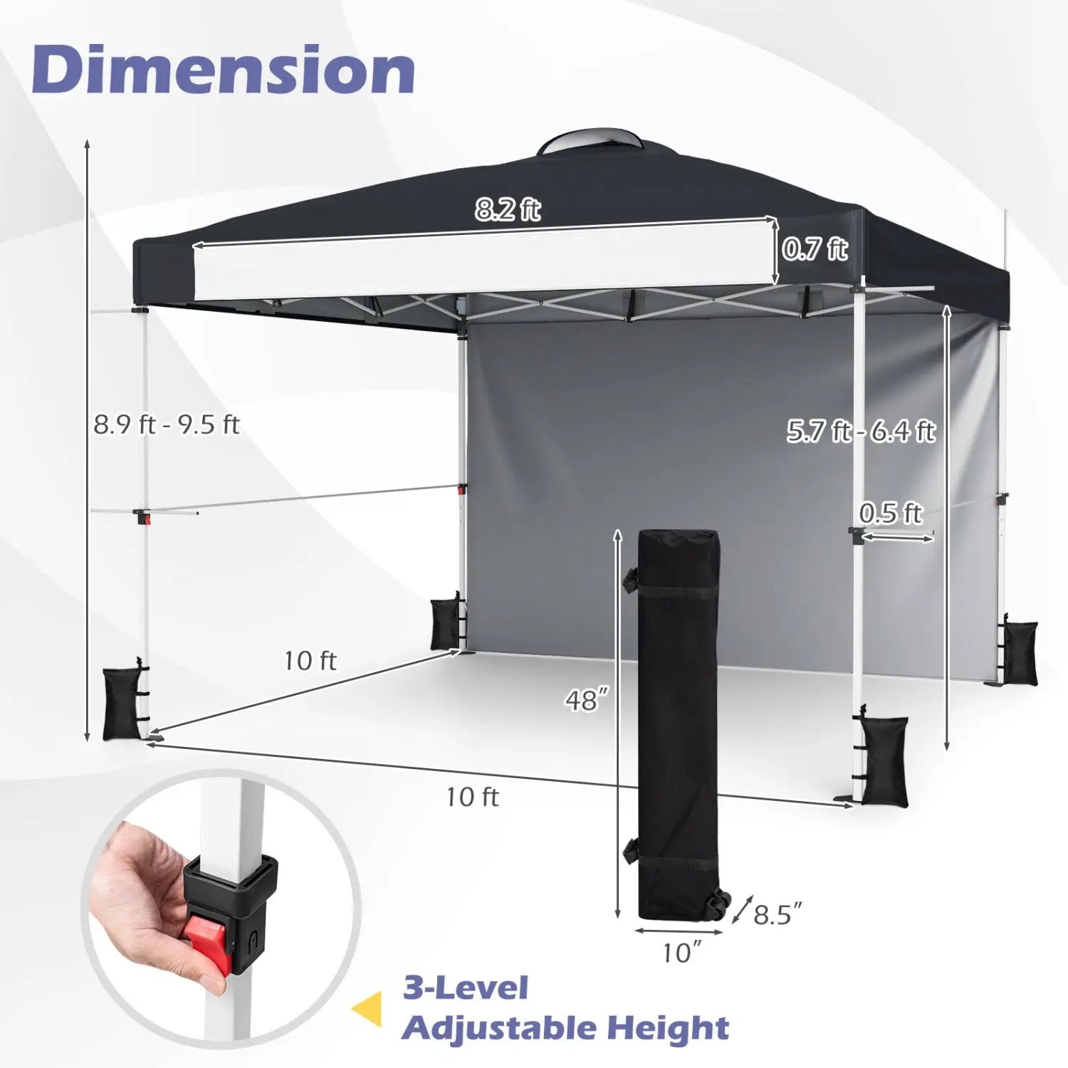 10x10 Pop-Up Canopy Tent with Roller Bag and Adjustable Height by DirectDeals
