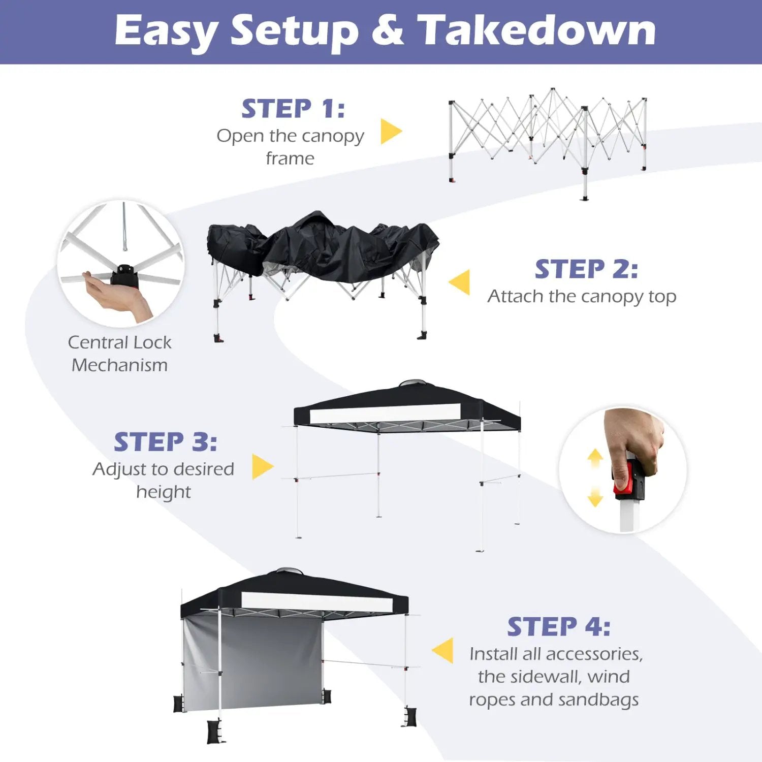 10x10 Pop-Up Canopy Tent with Roller Bag and Adjustable Height by DirectDeals
