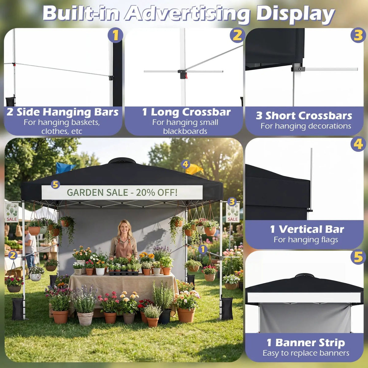 10x10 Pop-Up Canopy Tent with Roller Bag and Adjustable Height, photo 16 of 16