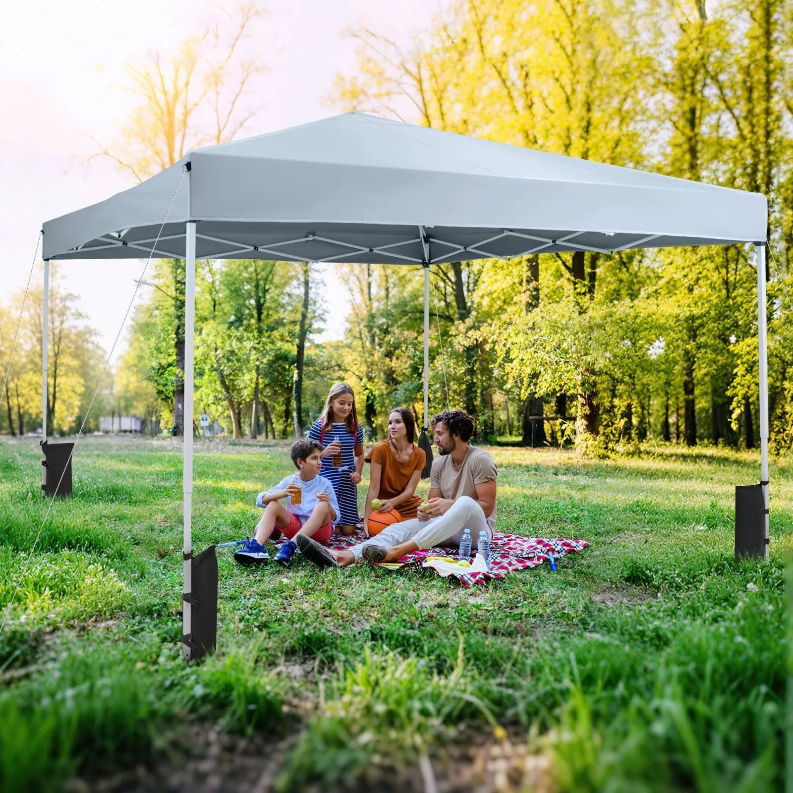 10 x 10 Feet Pop up Canopy Tent with Carrying Bag and 4 Sandbags by DirectDeals