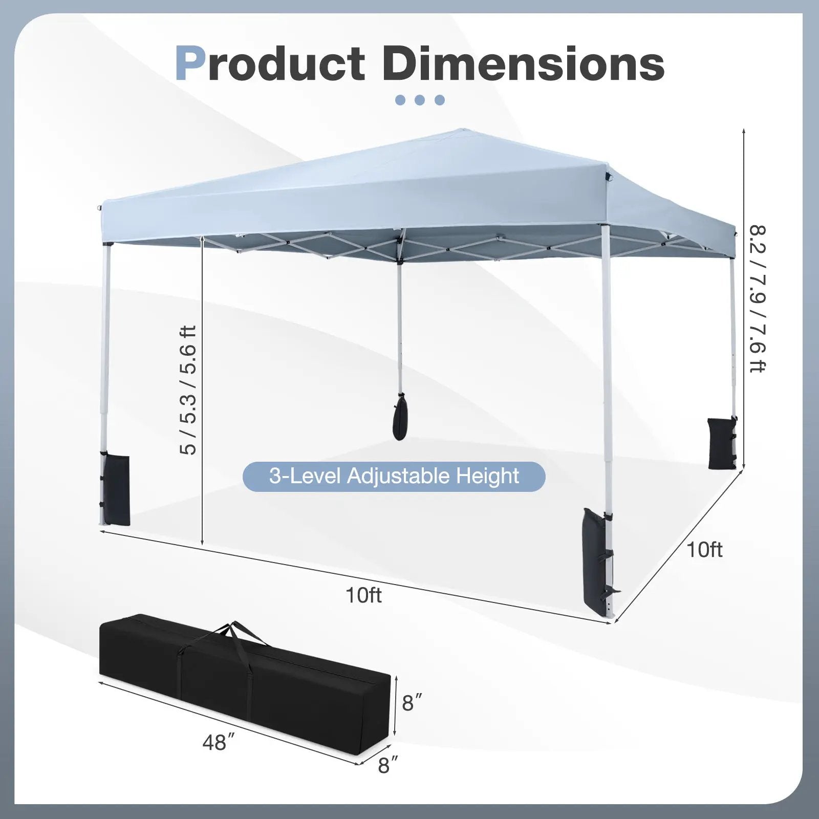 10 x 10 Feet Pop up Canopy Tent with Carrying Bag and 4 Sandbags by DirectDeals