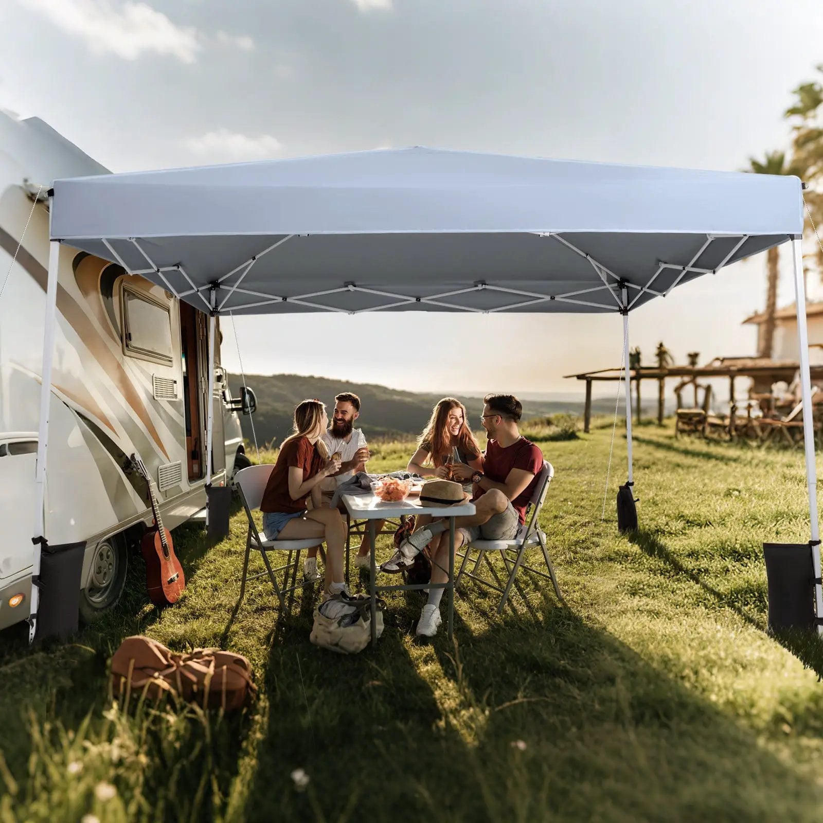 10 x 10 Feet Pop up Canopy Tent with Carrying Bag and 4 Sandbags by DirectDeals