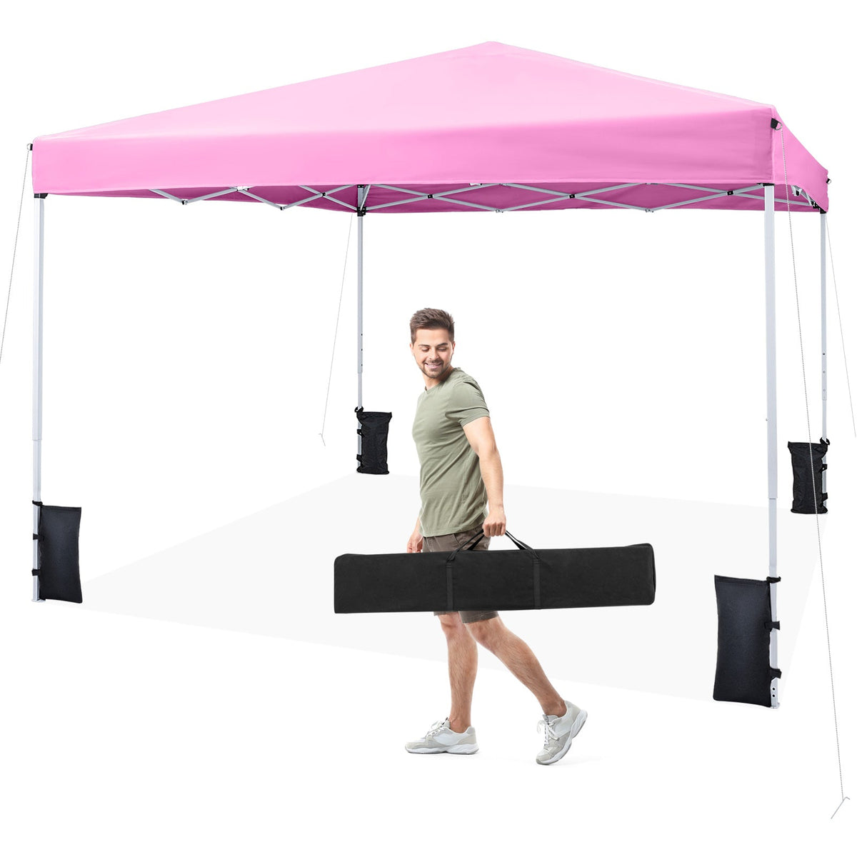 10 x 10 Feet Pop up Canopy Tent with Carrying Bag and 4 Sandbags, photo 10 of 24