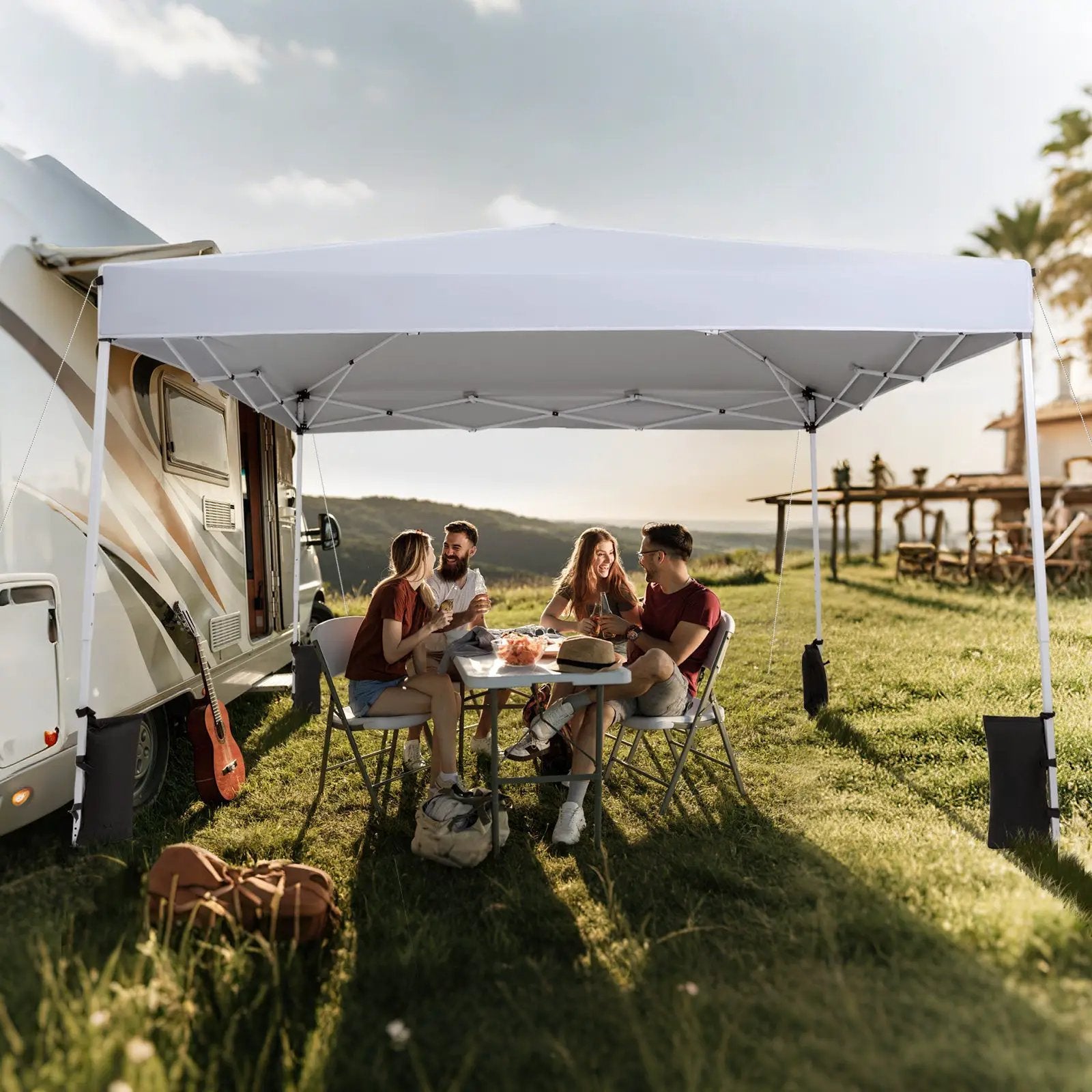 10 x 10 Feet Pop up Canopy Tent with Carrying Bag and 4 Sandbags by DirectDeals