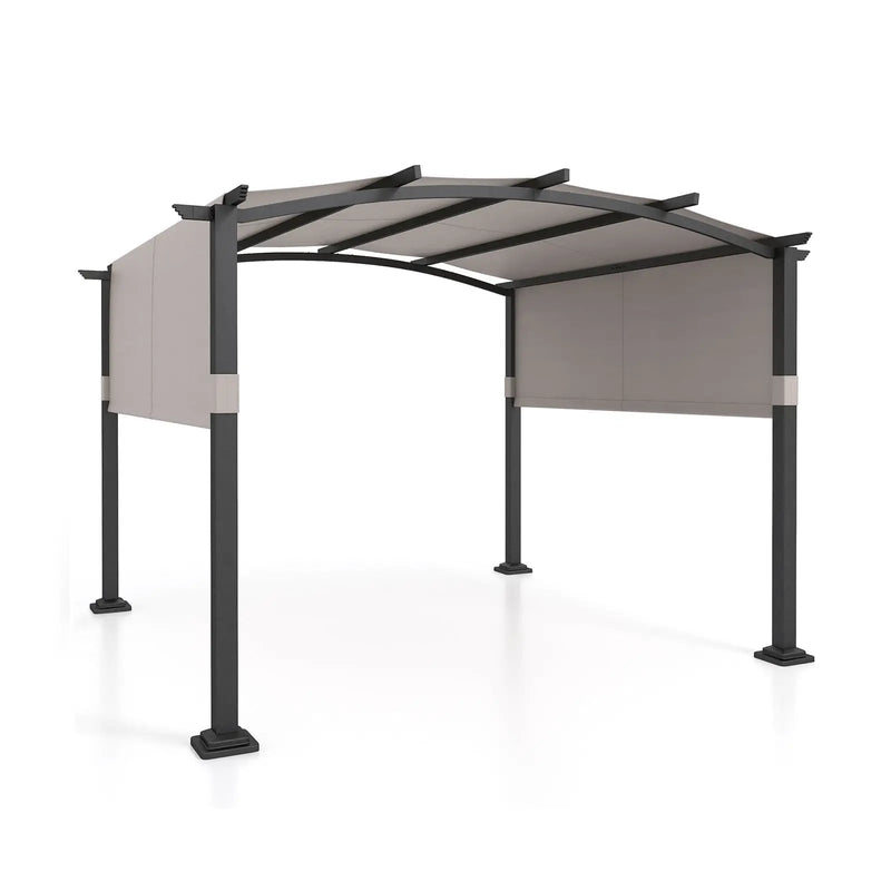 10 x 10 ft Outdoor Pergola Modern Arched Patio Garden Shelter with Retractable Sunshade Canopy by DirectDeals