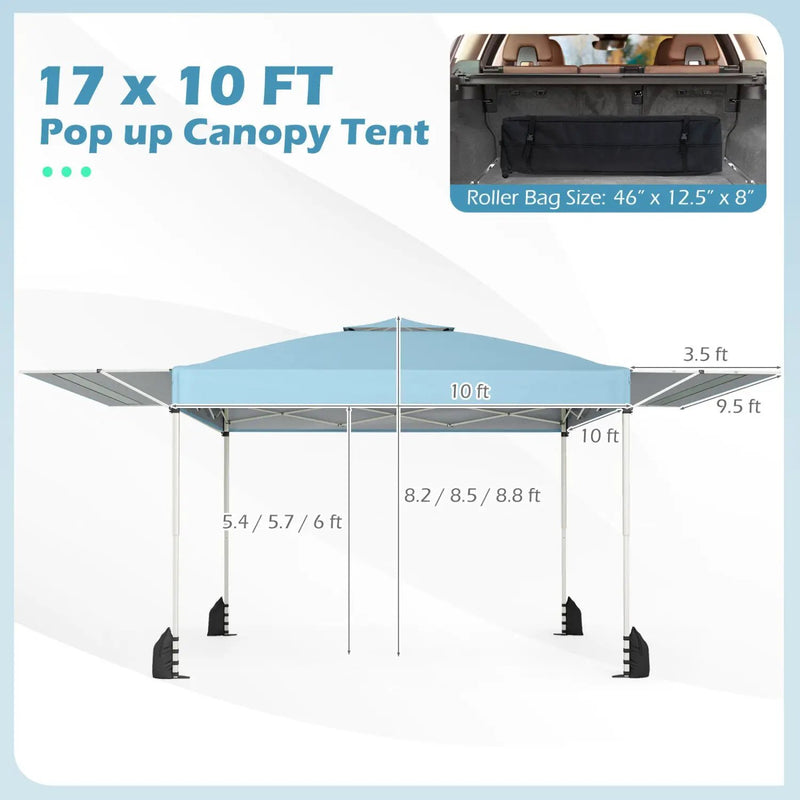 10 x 17 Feet Pop Up Canopy Tent with Dual Adjustable Awnings by DirectDeals