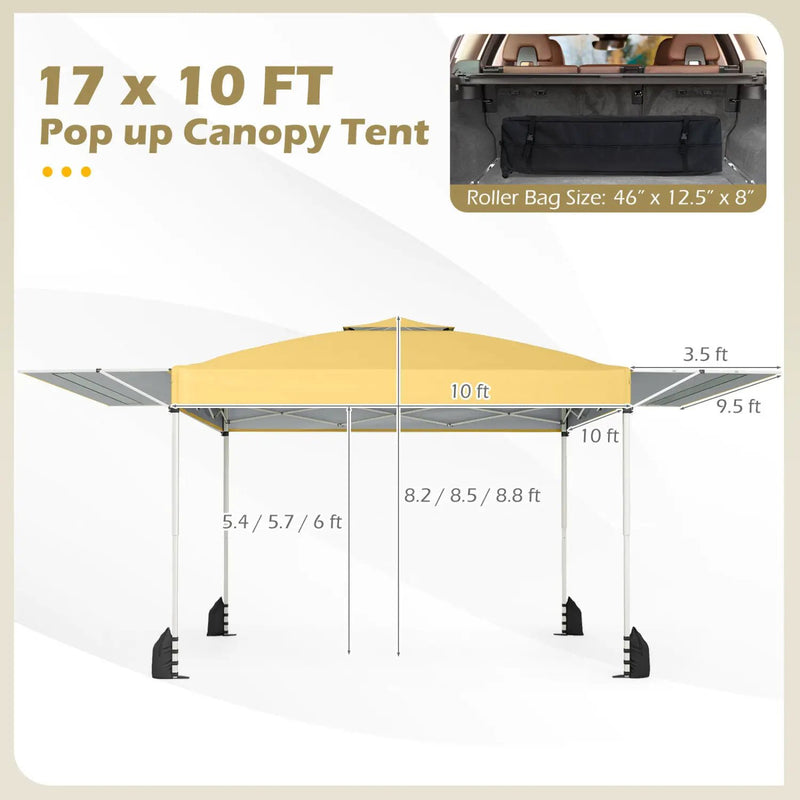 10 x 17 Feet Pop Up Canopy Tent with Dual Adjustable Awnings by DirectDeals