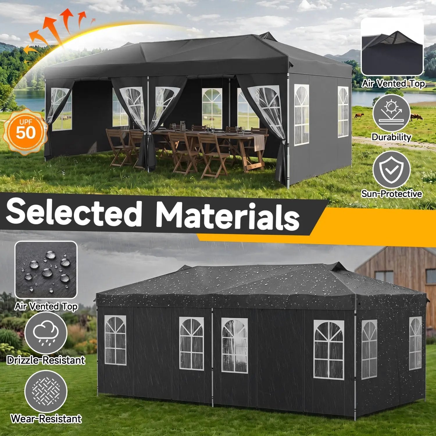Pop Up Canopy Tent 10x20 FT with 6 Sidewalls by DirectDeals