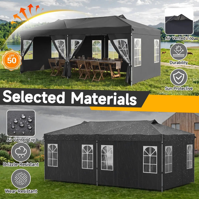 Pop Up Canopy Tent 10x20 FT with 6 Sidewalls by DirectDeals
