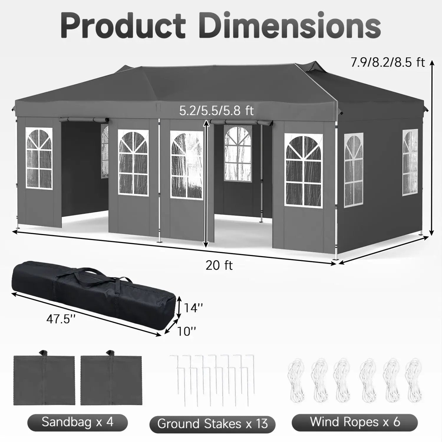 Pop Up Canopy Tent 10x20 FT with 6 Sidewalls by DirectDeals