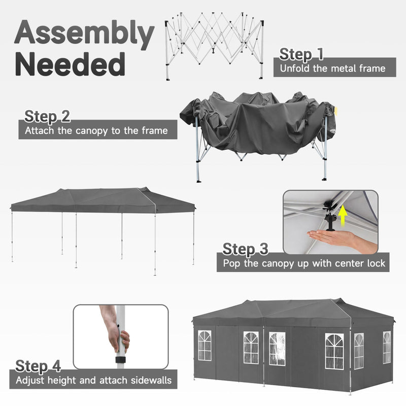 Pop Up Canopy Tent 10x20 FT with 6 Sidewalls by DirectDeals