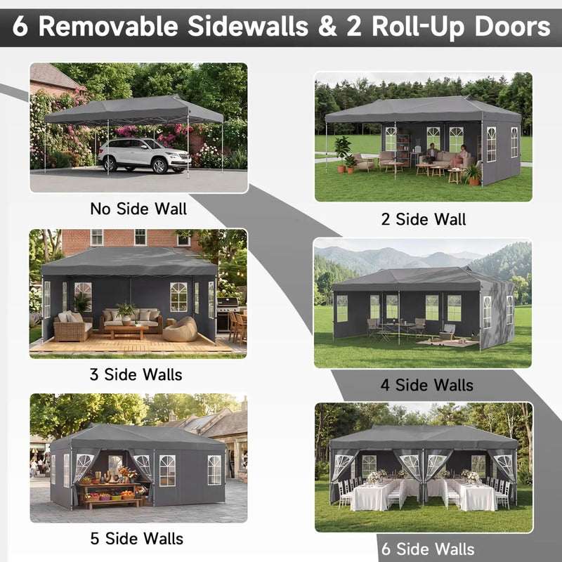 Pop Up Canopy Tent 10x20 FT with 6 Sidewalls by DirectDeals