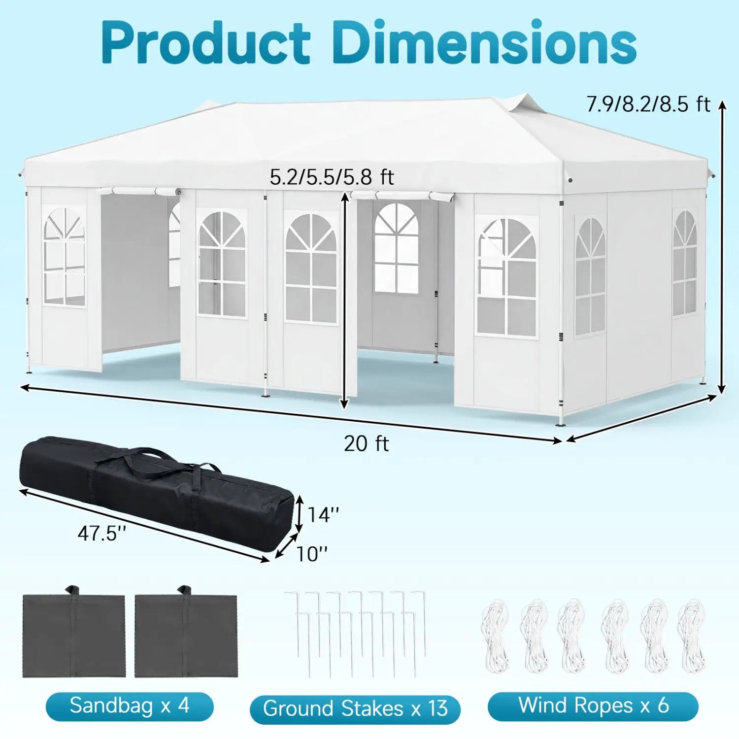 Pop Up Canopy Tent 10x20 FT with 6 Sidewalls by DirectDeals