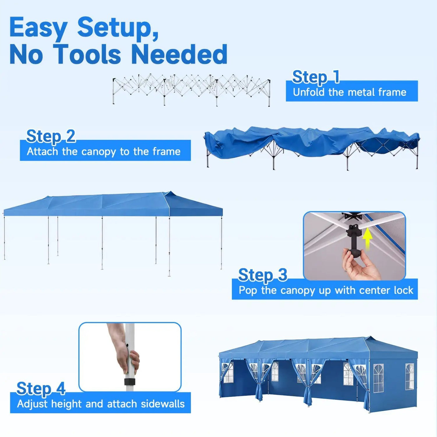 Pop Up Canopy Tent 10x30 FT with 8 Sidewalls by DirectDeals