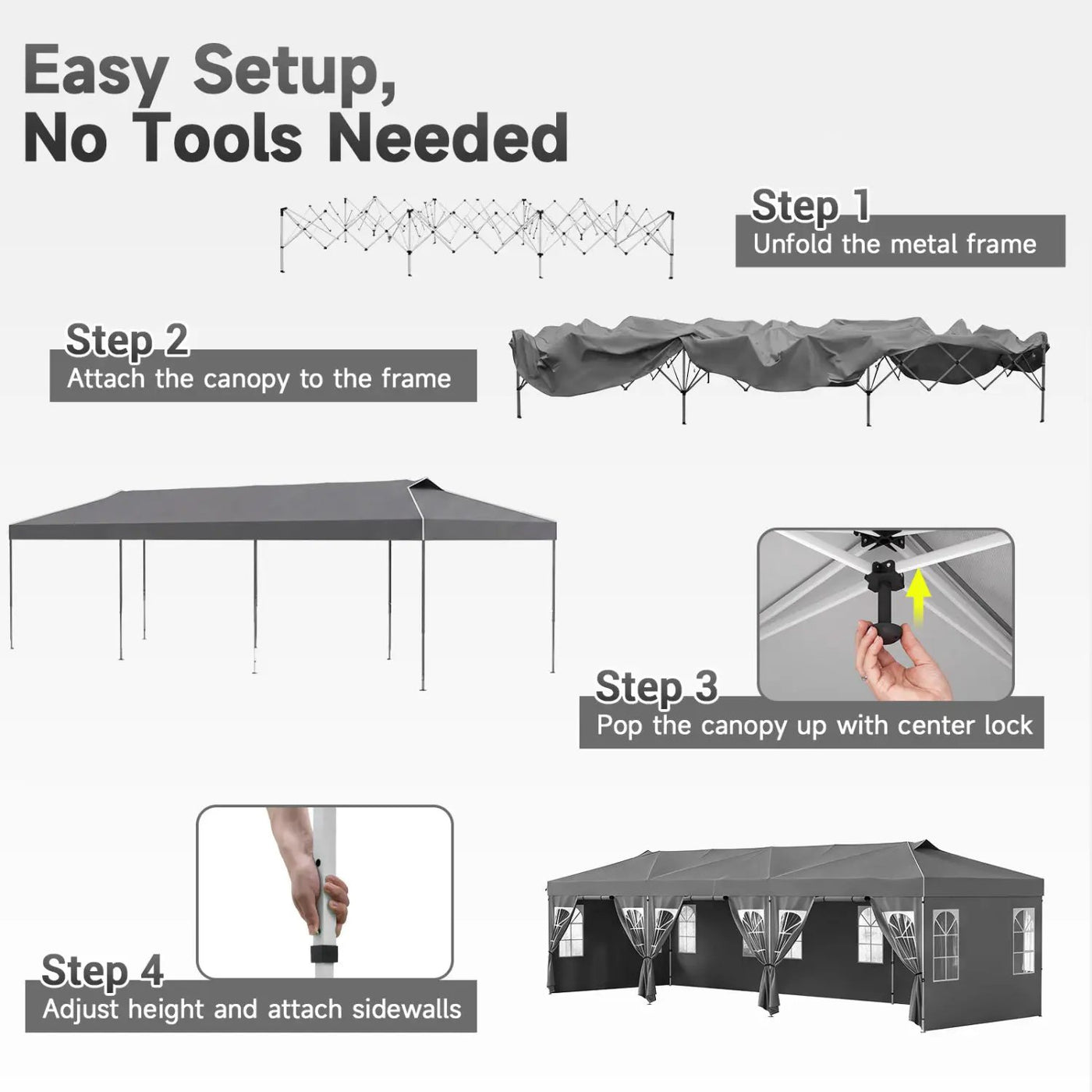 Pop Up Canopy Tent 10x30 FT with 8 Sidewalls by DirectDeals