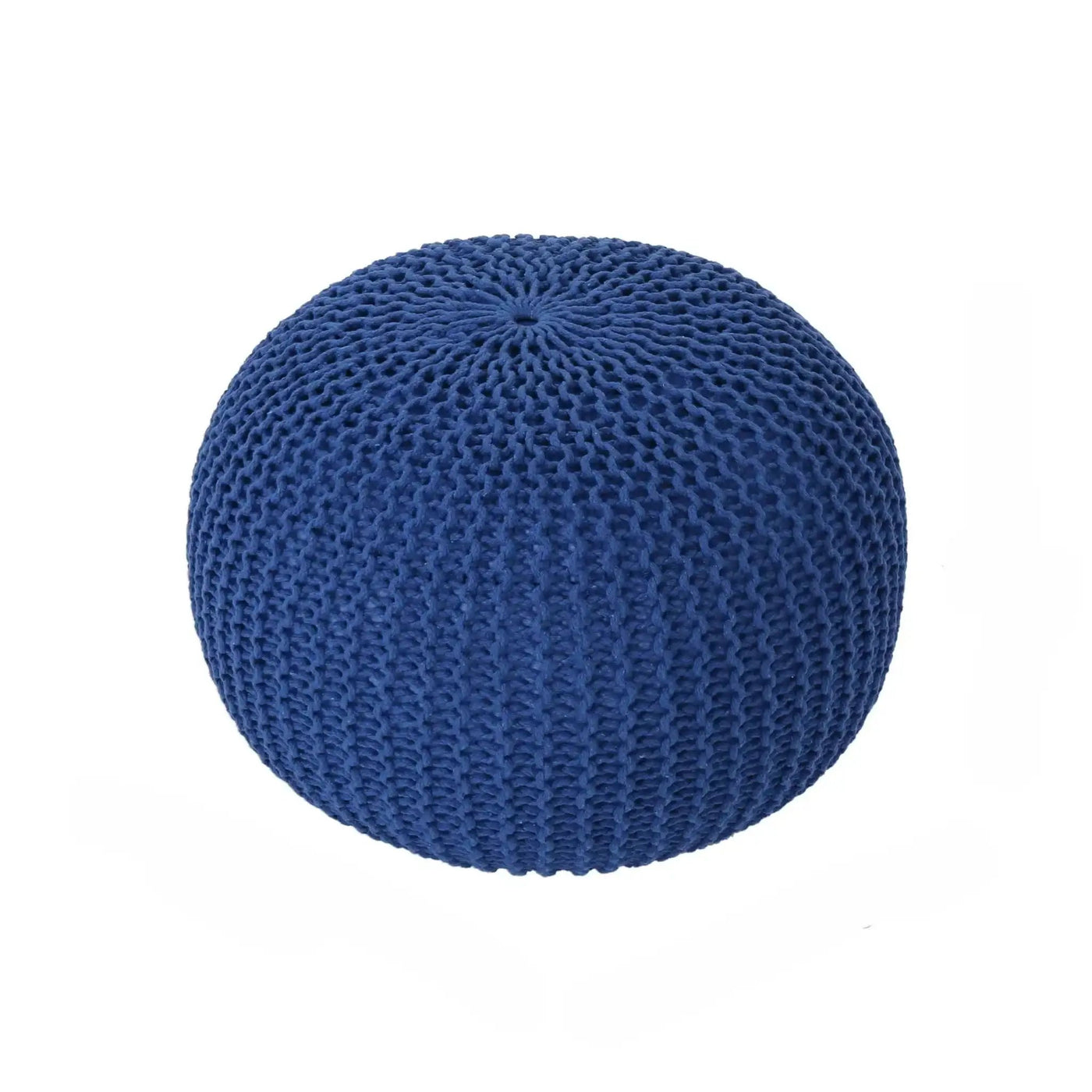 Bordeaux Knitted Cotton Round Pouf - Versatile Ottoman and Floor Cushion by HouseOfZazla