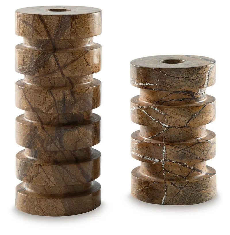 Emsleyfield - Candle Holder Set (Set of 2) - Tan by Unique Piece Furniture