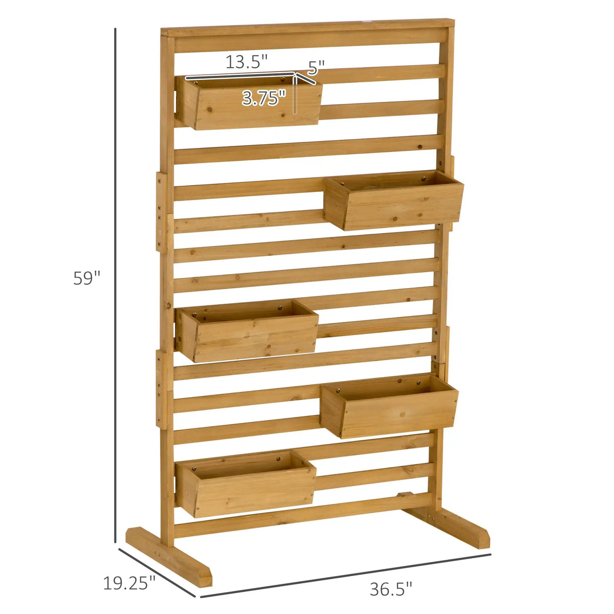 Outsunny Wooden Plant Trellis Stand with 5 Hanging Planter Boxes, photo 7 of 10