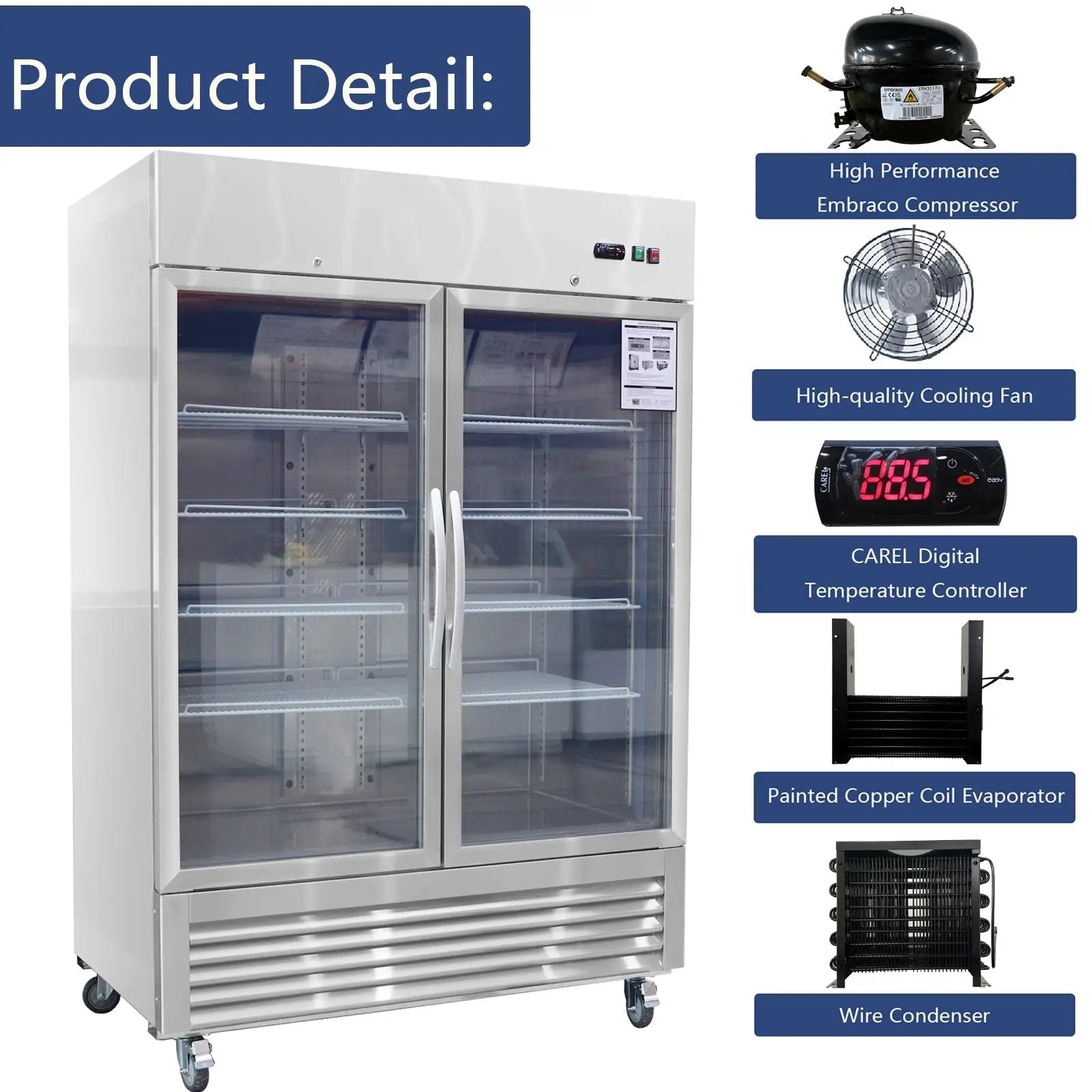 54"W Commercial Refrigerator with Glass Doors by HouseOfZazla