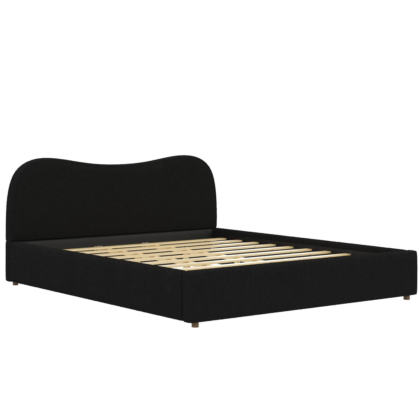 King Size Upholstered Platform Bed with Wooden Slats by HouseOfZazla