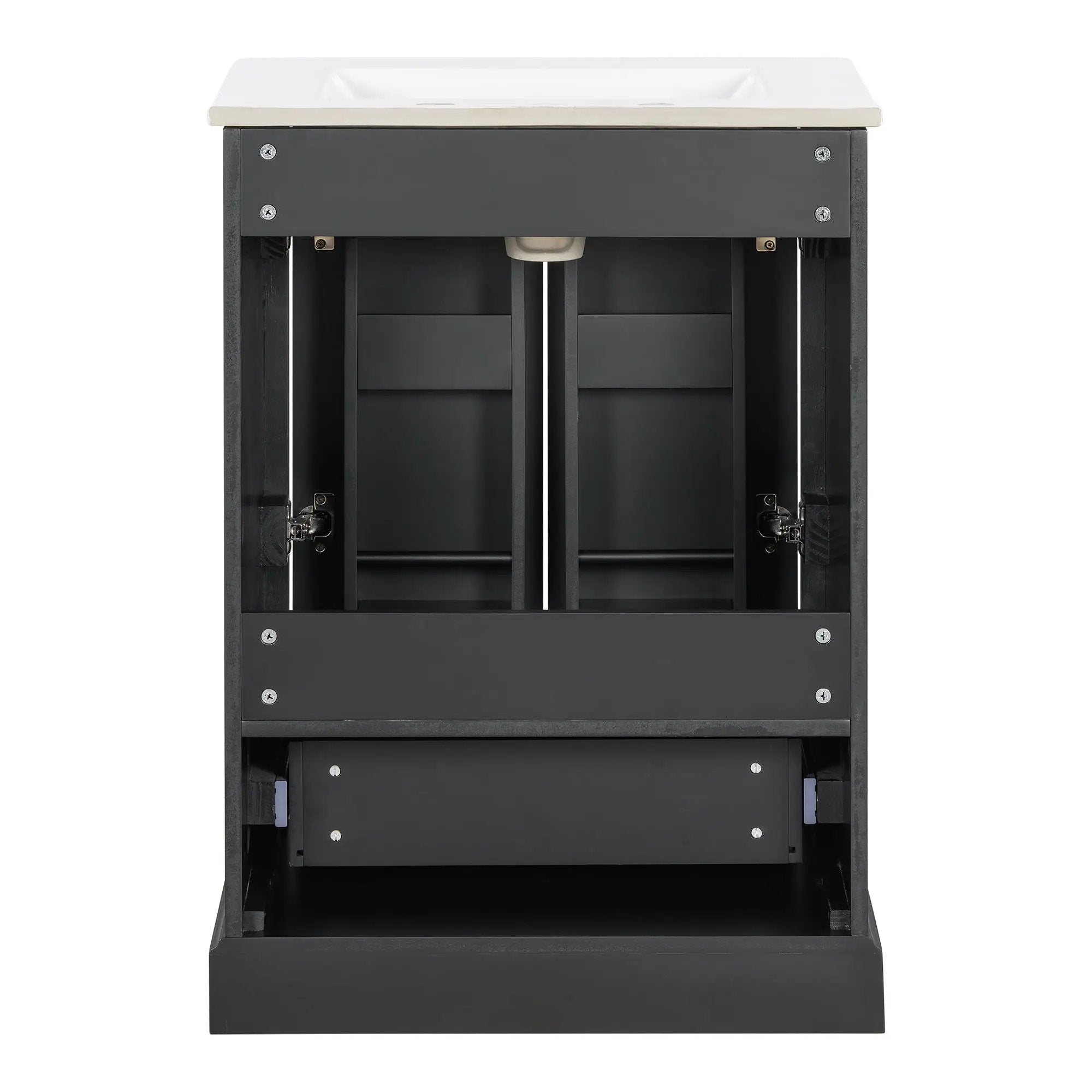 Bathroom Vanity With Sink, 1 Divided Drawer And 2 Soft Close Doors With Double Shelf