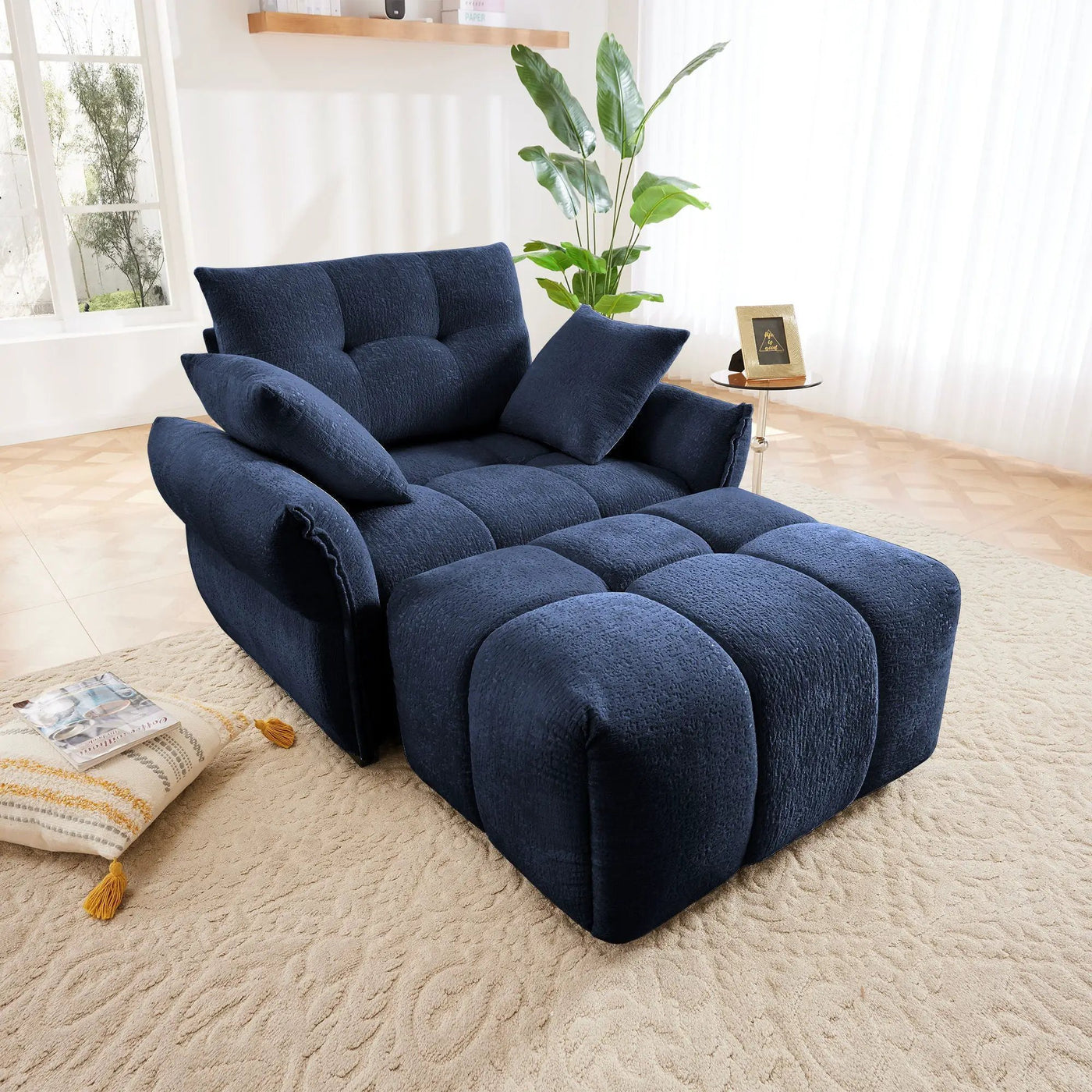 Ergonomic Single Seater Sofa With Ottoman, High Resilience Support Cushions by Unique Piece Furniture