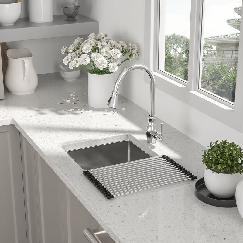 13" Undermount Kitchen Sink 16 Gauge Single Bowl - Brushed Nickel by HouseOfZazla