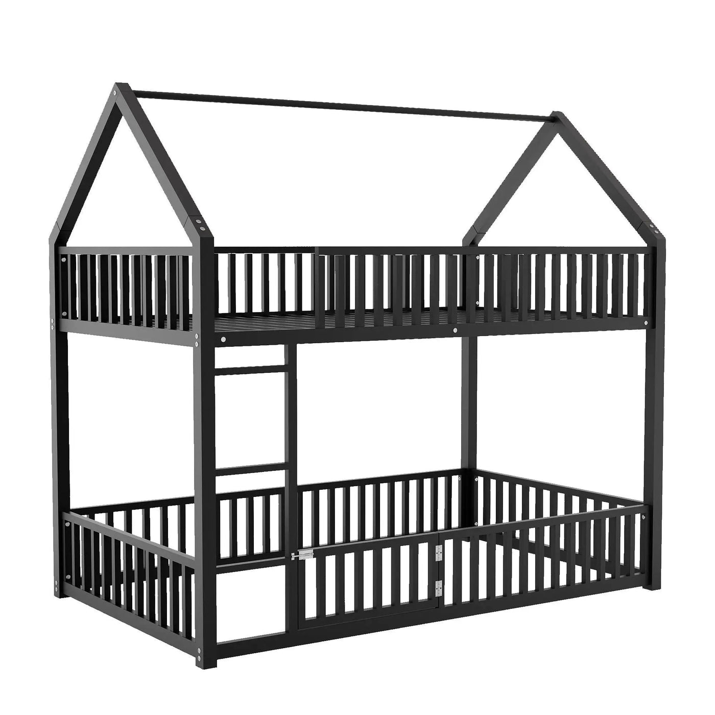 Metal House Bunk Bed With Fence And Door by HouseOfZazla